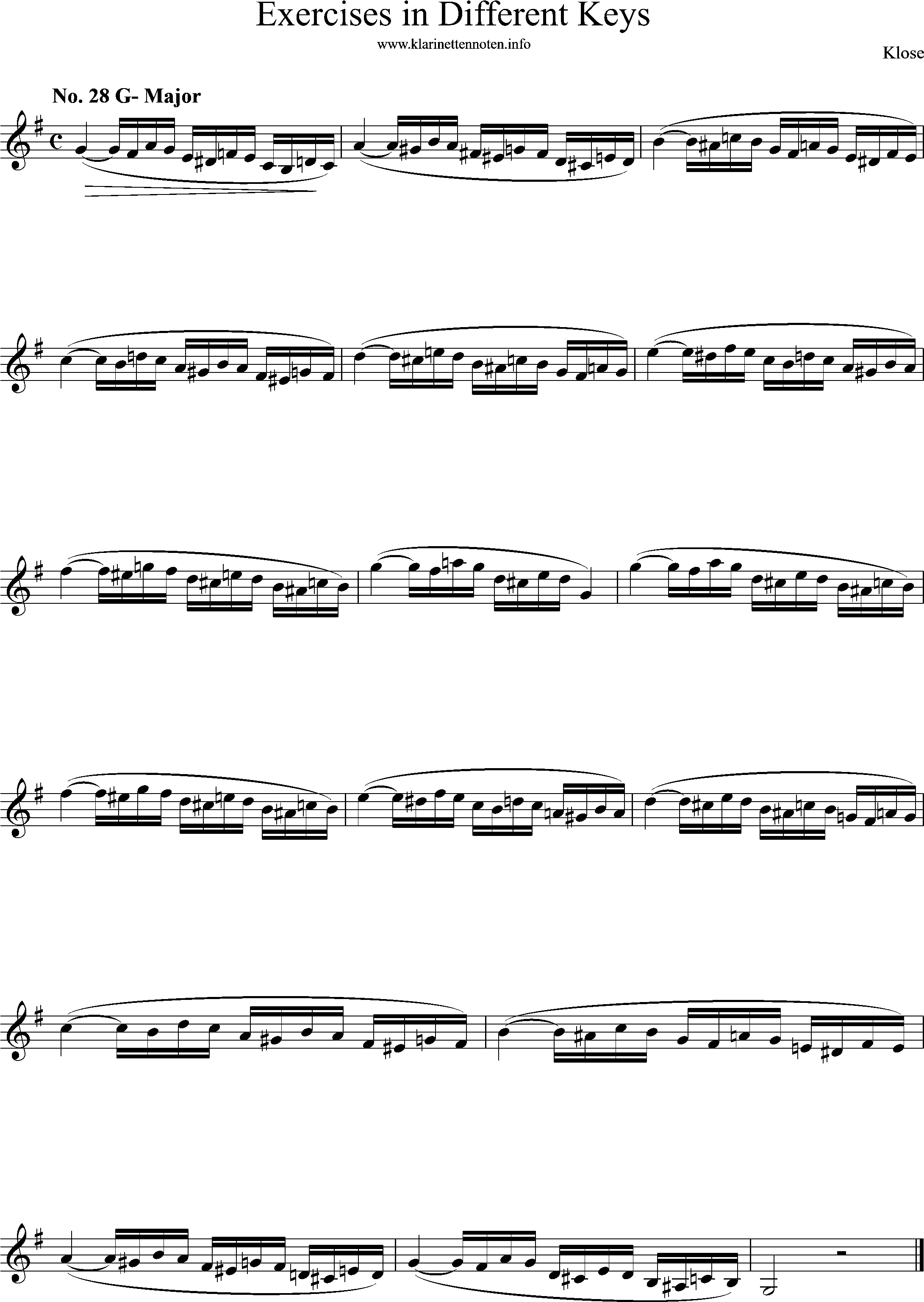 Exercises in Differewnt Keys, klose, No-28, g-major